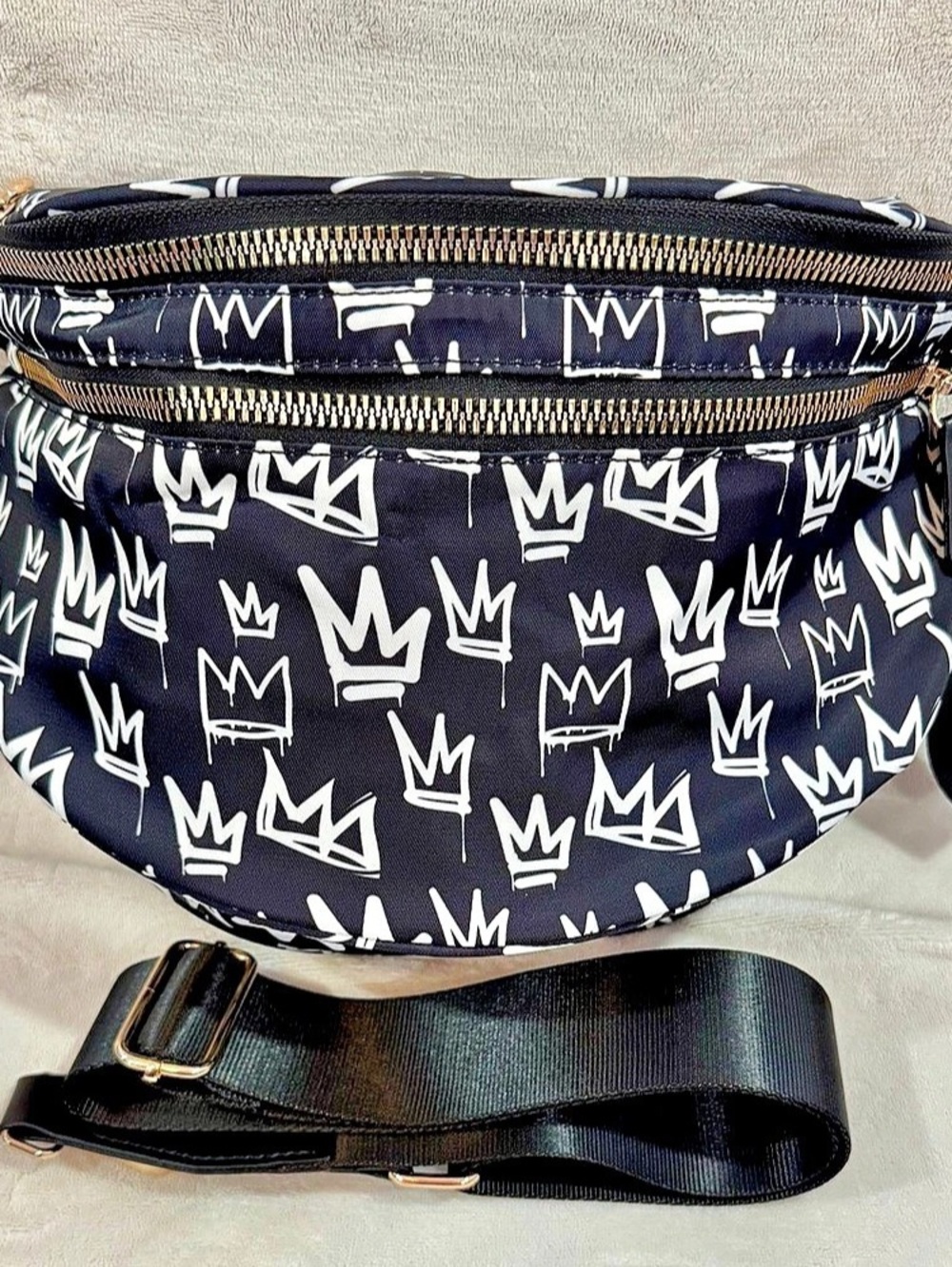 New Crown Print Crossbody Bum Bag w/ long strap size inclusive